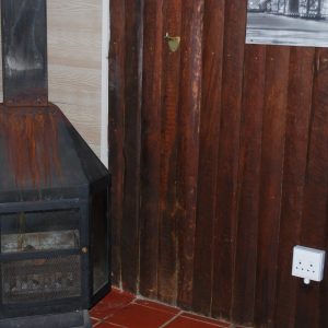 Fireplace in one of the Kingfisher Lodge Chalets